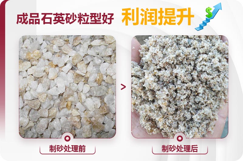 石英石制砂前后圖片 石英石制砂前后圖片